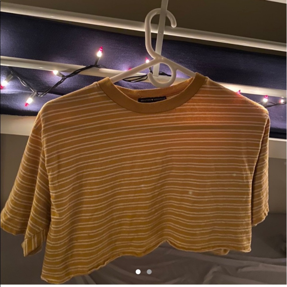 yellow and white striped brandy melville t-shirt